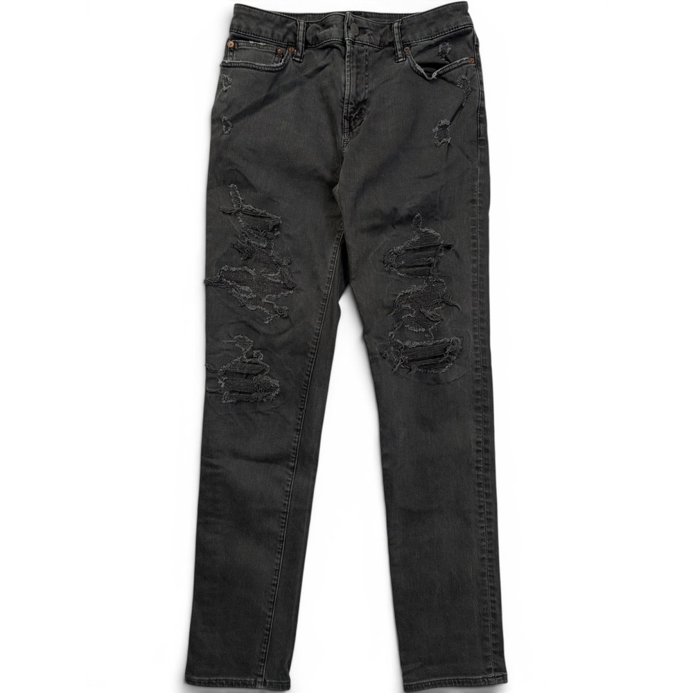 American Eagle Mens Jeans 30 x 34 Slim Next Level Flex Distressed Black Wash